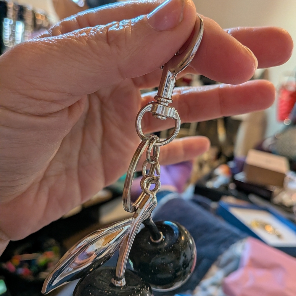 Cherry Keychain with Silver Accents